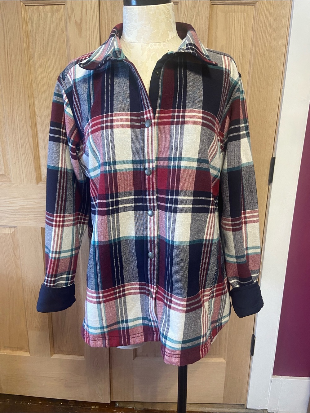 Orvis Plaid Shirt Jacket in Red, Navy & Teal